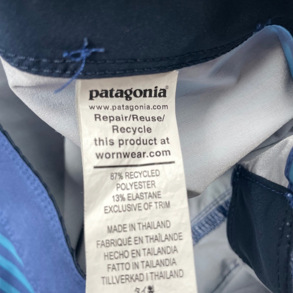 Patagonia Hydropeak Boardshorts Mens Size 32 Blue Striped Swim Trunks 7" - Picture 8 of 9